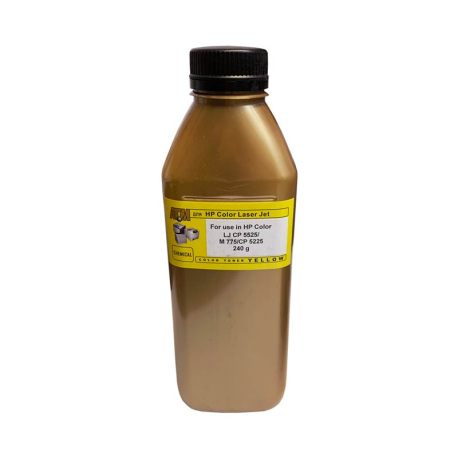 Тонер для HP Color LJ CP5525, M775, CP5225, жёлтый, 240 гр., Gold Atm